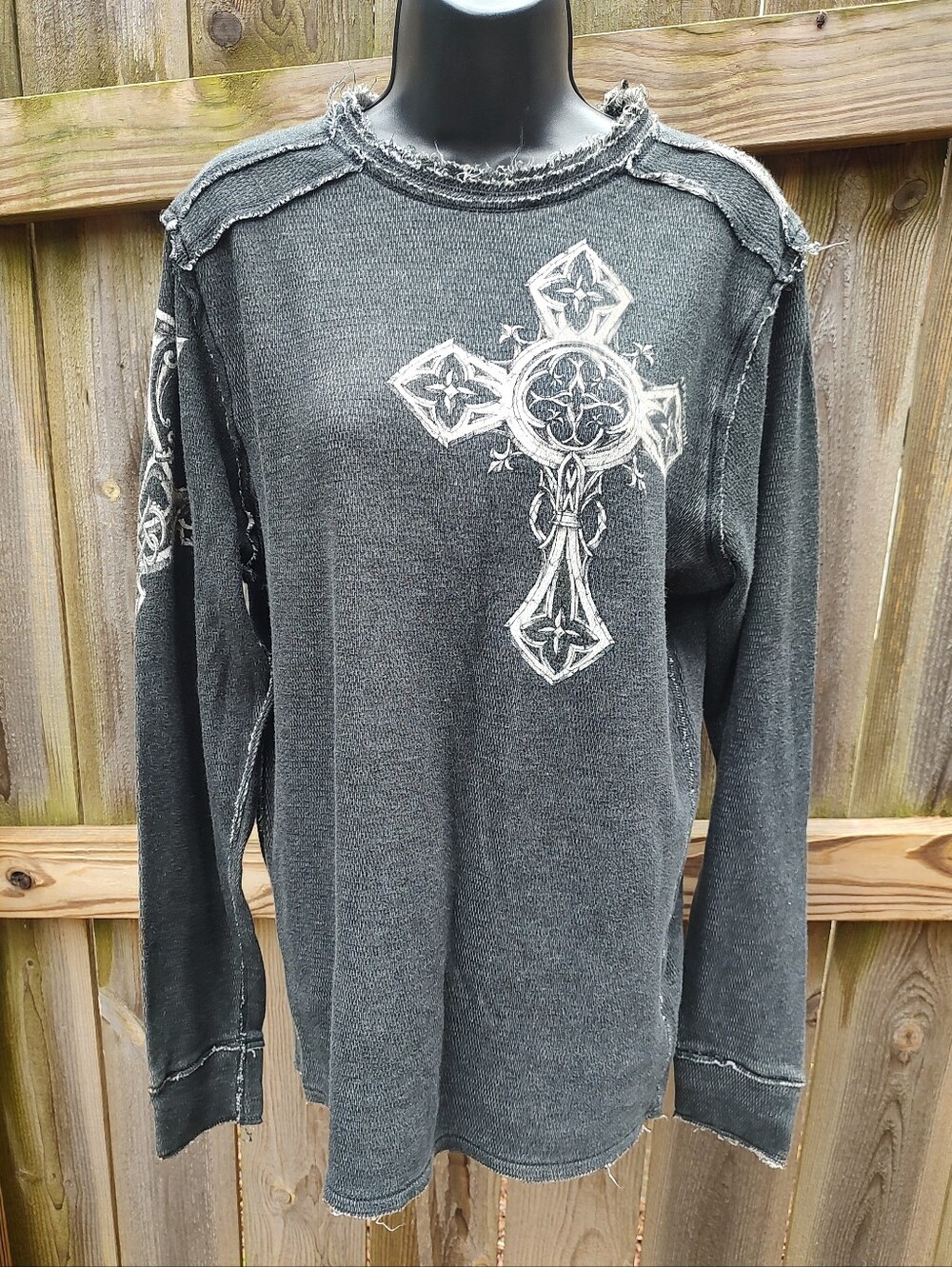 🏵️ Affliction VTG Y2K Angel Wings Cross Grunge Punk Thermal Long Sleeve Shirt
